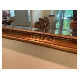 Antique 19th century French mirror, Carved giltwood frame with leaf motifs