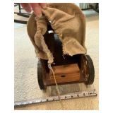 Vintage wooden covered wagon with canvas top, harness and 2 horses toy