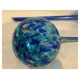 Blow glass blue plant waterer