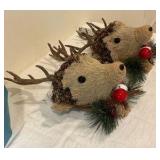 Gallerie II burlap reindeer head ornaments Christmas Holiday