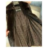 Vintage Roy H. Bjorkman dark brown mink fur coat with floral embroidered lining