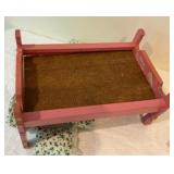 Wood doll bed with blanket and pillow