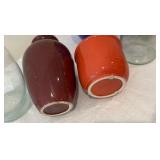 Group of various flower vases glass pottery