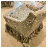 Vintage Chinoiserie wingback club chair, pastel floral cotton print