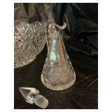 Group of leaded crystal, glass bowl, royal gallery and cruet