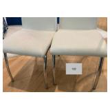 Set of 2 America Glenview white side chairs, white faux leatherette material