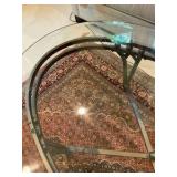 Wrought iron oval coffee table with beveled glass top