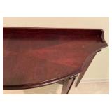 Tall dark cherry wood console table four tapered legs, Bombay