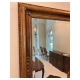 Antique 19th century French mirror, Carved giltwood frame with leaf motifs