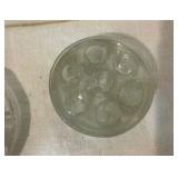 3 glass vintage flower frogs