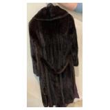 Vintage Roy H. Bjorkman dark brown mink fur coat with floral embroidered lining