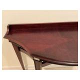 Tall dark cherry wood console table four tapered legs, Bombay