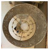 Opulent lamp with metal shade, amber crystals and polished chrome stand