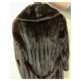 Vintage Roy H. Bjorkman dark brown mink fur coat with floral embroidered lining
