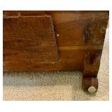 Cedar wood chest with brass corner hardware and ornate details