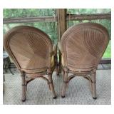 Outdoor Ratan patio set with glass tabletop, chairs