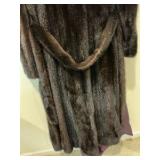 Vintage Roy H. Bjorkman dark brown mink fur coat with floral embroidered lining