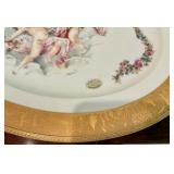 Vintage Limoges porcelain platter 24k gold gilded Vizavi, cherubs hand Decorated