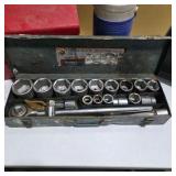Mixed Tool Lot – Red Metal Toolbox, Socket Set, Scissor Jack, Utility Heater & Cooler
