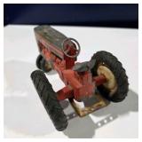 Vintage Metal Toy Tractor Made in USA Red & Gray Farm Tractor Decor