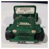 Vintage Green Tonka Jeep Toy Truck Metal Body White Interior
