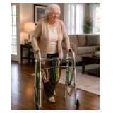 Medline Folding Walker With Wheels and Beaded Necklaces