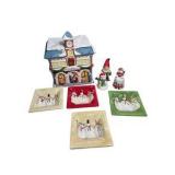 Winter Holiday Decor Snowman, Bell, Appetizer Plates & Porcelain Holiday DecorVictoria Station Holiday Ceramic Decor Lot