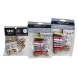 Mixed Craft Supplies Lot - Pom-Pom Kits, Hook & Loop Fasteners, Glitter & Photo Hanger Lines