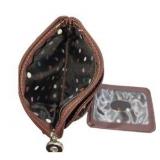 Coin Purse Wallet Small Keychain Faux Leather Burgundy With Removable ID Holder