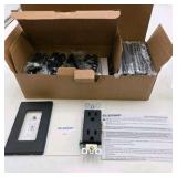 Electrical Lot - LIDER Black Matte Finish Mid-Size 2 Gang Decorator Plus Screwless Snap-in Wall Plates - Box of 10 - LSWP-32M & ELEGRP 15amp outlet with black Matte face plate pack of 10