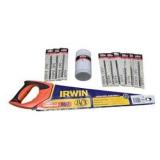 Irwin Jack 880 Hand Saw & Wood Owl Drill Bit Lot - Spade Bits, Self-Feed Bit