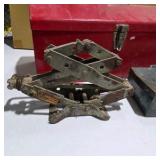 Mixed Tool Lot – Red Metal Toolbox, Socket Set, Scissor Jack, Utility Heater & Cooler