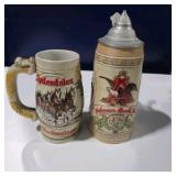 Budweiser Clydesdales Beer Stein & Anheuser-Busch Lidded Stein Lot