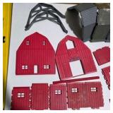 Assorted Model Railroad Building Parts Lot – Barn, Houses, Roofs, Walls & Accessories
