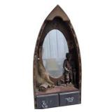 Pirate Ship Wall Mirror / Shelf Decor With Drawers & Pirate Figurine