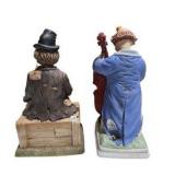 2 Melody in Motion Clown Music Figurines - Hand-Painted Bisque Porcelain