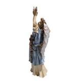 Angel Figurine With Dove & Floral Garland - Blue Dress, Winged Religious Decor