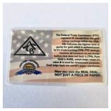 24K Gold American Certified Bullion Card – 1/4 Grain Pure Gold Collector Piece – Certified in USA