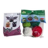 Mixed Craft Supplies Lot - Pom-Pom Kits, Hook & Loop Fasteners, Glitter & Photo Hanger Lines