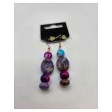 Handmade Purple & Blue Beaded Dangle Earrings – Local Minnesota Senior Artist – 100% Proceeds Support Artist