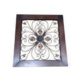 Large 38" x 42" Decorative Framed Metal Scrollwork Wall Mirror / Wall Art