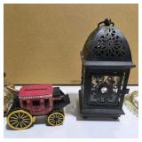 Mixed Home Décor Lot – Ornate Candle Holders, Lantern, Black Glass Bowl, Book & Decorative Pieces