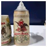 Budweiser Clydesdales Beer Stein & Anheuser-Busch Lidded Stein Lot