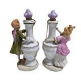 Pair of Vintage Ardalt Lenwile China Japan Figural Porcelain Decanters / Bottles