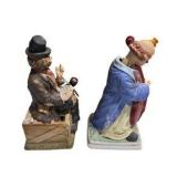 2 Melody in Motion Clown Music Figurines - Hand-Painted Bisque Porcelain