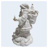 White Santa Figurine With Gold Accent Details Wind- Up Music Player - Christmas Decor