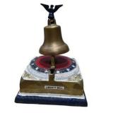 Vintage Taiwan Liberty Bell Souvenir Desk Bell – Painted Cast Metal Base, Brass-Tone Bell, Eagle Top, Needs Bottom Screw