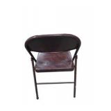 6 Brown Metal Folding Chairs With Rolling Storage Cart