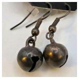 2 Pair Handmade Earrings – Bell Dangle & Blue Beaded Statement Earrings – Local Minnesota Senior Artist