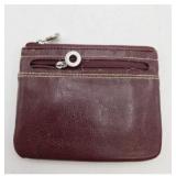 Coin Purse Wallet Small Keychain Faux Leather Burgundy With Removable ID Holder